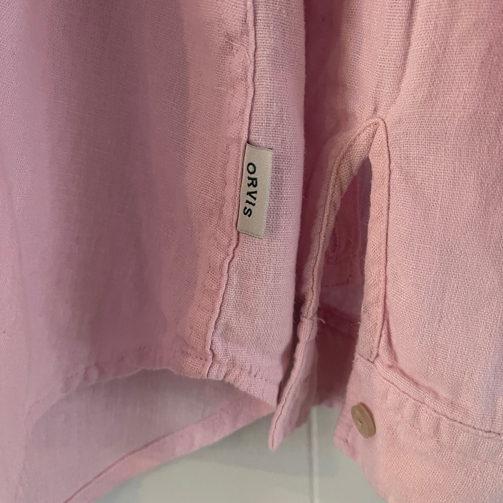 Vintage Orvis Womens Pink Linen Blend Button Down Shirt Sz XL - Picture 4 of 7